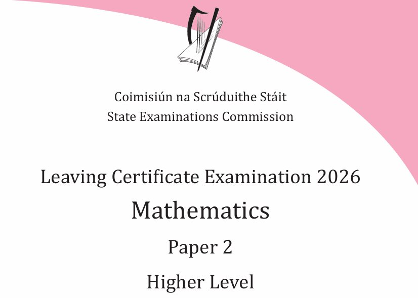 screenshot of cover of an exam paper